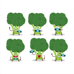 Photographer profession emoticon with brocoli cartoon character