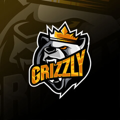 King grizzly mascot logo design