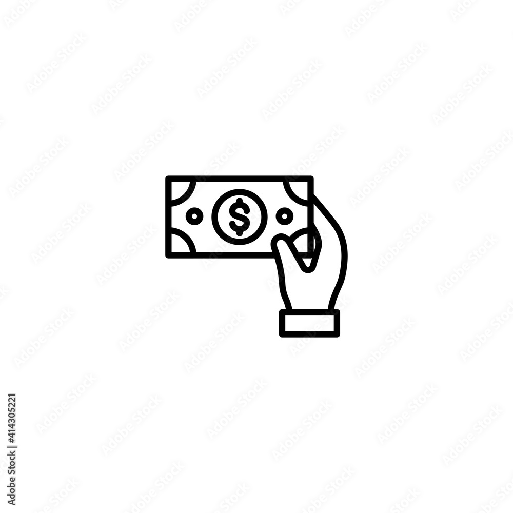 Poster hand holding money icon vector for computer, web and mobile app