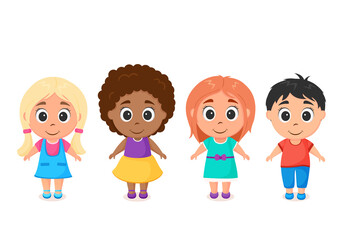 
Vectoral set cartoon cute kids. Isolated image on white background. Joyful children
