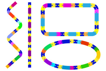 Puzzles in 3d style. Vector illustration design. Stock image. EPS 10.