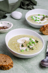 Thick vegetable soup with yogurt