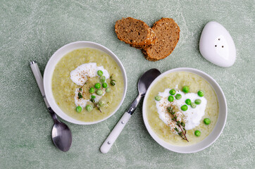 Thick vegetable soup with yogurt