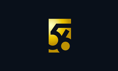 Unique Modern Gold Box Number 56 Logo - obrazy, fototapety, plakaty