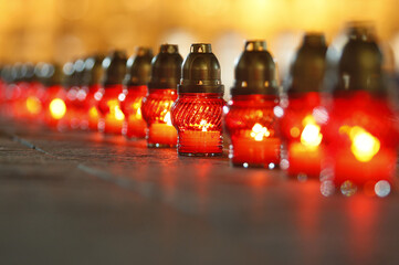 a row of candles on a streetr