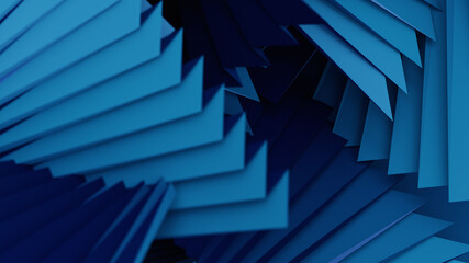 3d Render of Business Background with Paper Fan in Deep Blue Color Tone