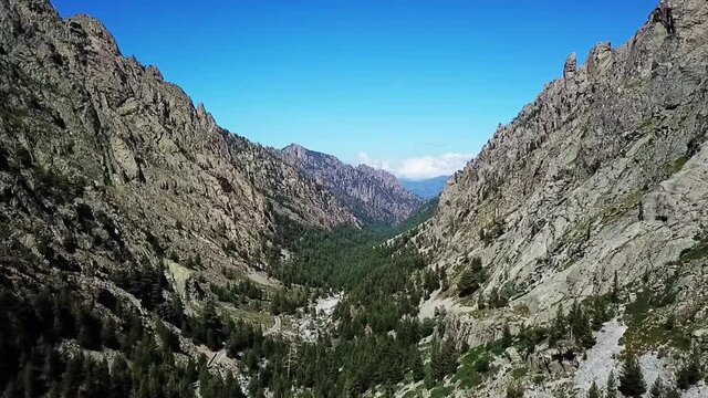 Valley of the Gorges de la Restonica Corte on the island of Corsica