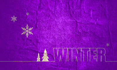 Lettering illustration with word winter. Typography poster in thin line style