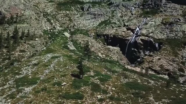 Waterfall Gorges de la Restonica Corte on the island of Corsica