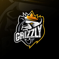 King grizzly mascot logo design