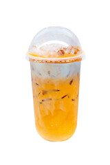 iced milk tea isolated on white background