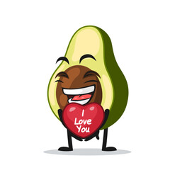 vector illustration of avocado mascot or character give love symbol and says i love you