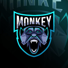 Monkey mascot logo esport design