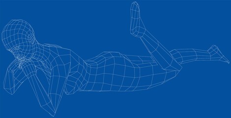 Wireframe girl lies in a sexy pose. Vector