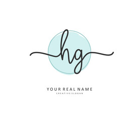 HG Initial letter handwriting and signature logo. A concept handwriting initial logo with template element.