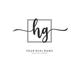 HG Initial letter handwriting and signature logo. A concept handwriting initial logo with template element.