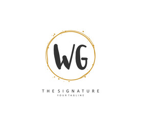 WG Initial letter handwriting and signature logo. A concept handwriting initial logo with template element.