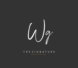 WG Initial letter handwriting and signature logo. A concept handwriting initial logo with template element.