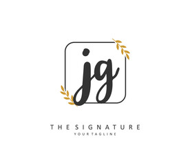 JG Initial letter handwriting and signature logo. A concept handwriting initial logo with template element.