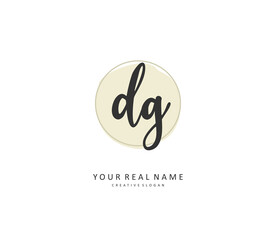 DG Initial letter handwriting and signature logo. A concept handwriting initial logo with template element.