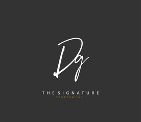 DG Initial letter handwriting and signature logo. A concept handwriting initial logo with template element.