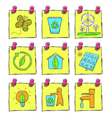Hand drawing natural icon set. All icons are grouped separately. Vector EPS.