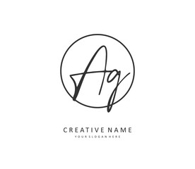 Fototapeta premium AG Initial letter handwriting and signature logo. A concept handwriting initial logo with template element.