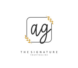 AG Initial letter handwriting and signature logo. A concept handwriting initial logo with template element.