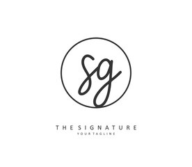 SG Initial letter handwriting and signature logo. A concept handwriting initial logo with template element.