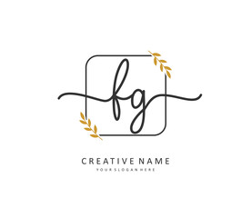 FG Initial letter handwriting and signature logo. A concept handwriting initial logo with template element.