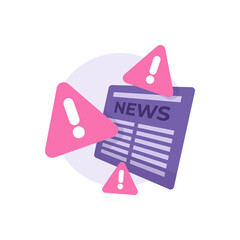 Fototapeta premium a concept of new news icon or latest news notification. illustration of a newspaper, exclamation point or warning sign. flat style. vector design element