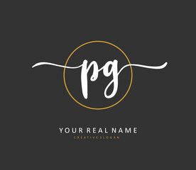 PG Initial letter handwriting and signature logo. A concept handwriting initial logo with template element.