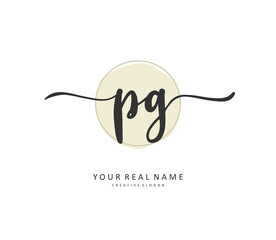 PG Initial letter handwriting and signature logo. A concept handwriting initial logo with template element.