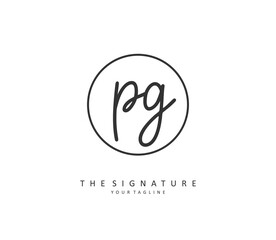PG Initial letter handwriting and signature logo. A concept handwriting initial logo with template element.