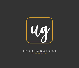 Fototapeta na wymiar UG Initial letter handwriting and signature logo. A concept handwriting initial logo with template element.