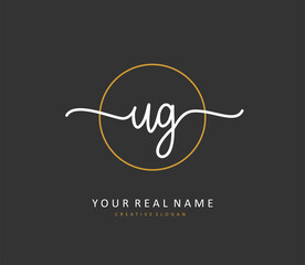 UG Initial letter handwriting and signature logo. A concept handwriting initial logo with template element.