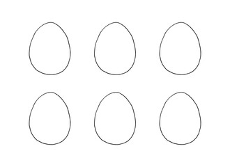 Set of contours and shapes of eggs for coloring at Easter. Vector template for creativity