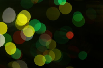 Blur and bokeh, vibrant colors. and textured. Lights on blue. Christmas luxury fresh elegant bokeh background.