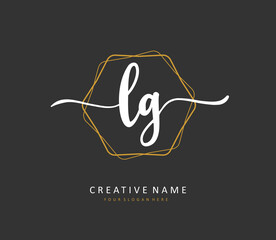 LG Initial letter handwriting and signature logo. A concept handwriting initial logo with template element.