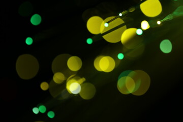 Blur and bokeh, vibrant colors. and textured. Lights on blue. Christmas luxury fresh elegant bokeh background.