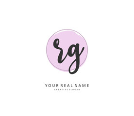 RG Initial letter handwriting and signature logo. A concept handwriting initial logo with template element.