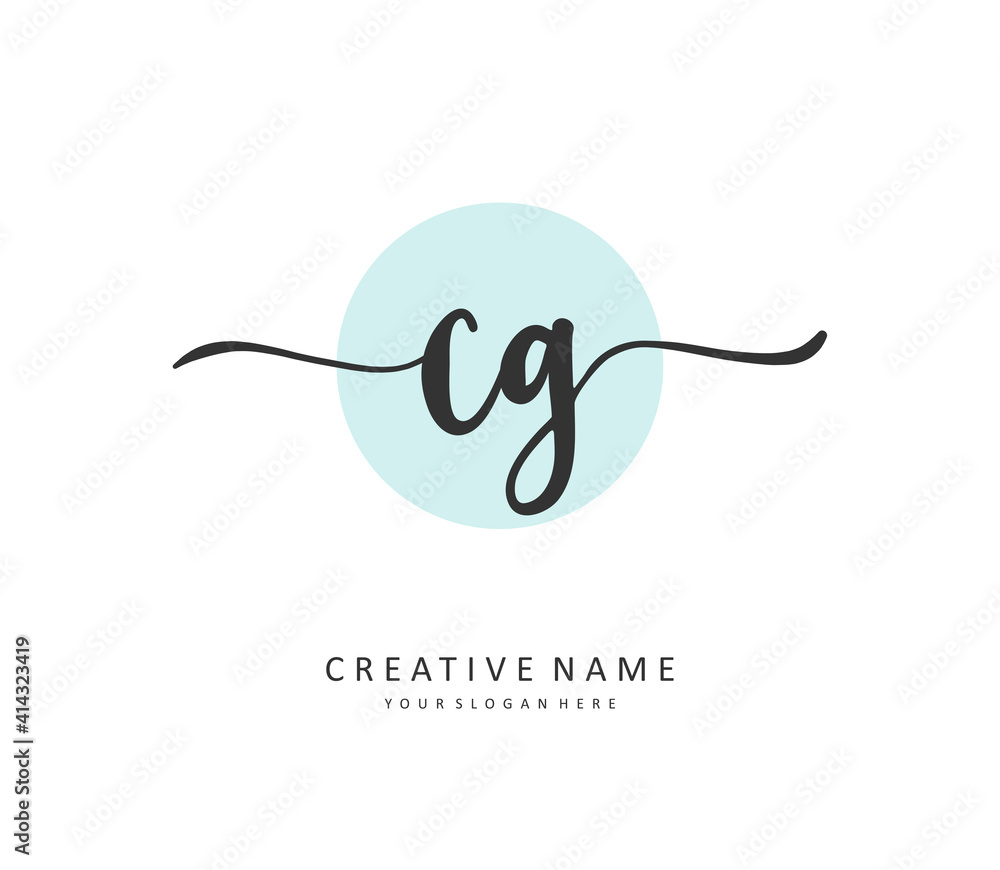 Fototapete cg initial letter handwriting and signature logo. a concept handwriting initial logo with template e