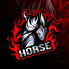 Angry horse mascot logo esport template