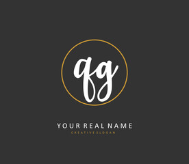 QG Initial letter handwriting and signature logo. A concept handwriting initial logo with template element.