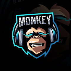 Monkey gamers mascot logo esport template © Immidesign