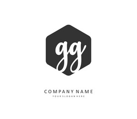 GG Initial letter handwriting and signature logo. A concept handwriting initial logo with template element.