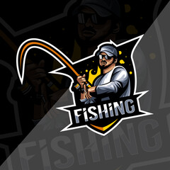 Naklejka na ściany i meble Fishing mascot logo esport template