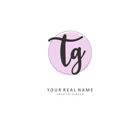 TG Initial letter handwriting and signature logo. A concept handwriting initial logo with template element.