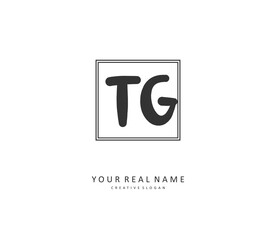 TG Initial letter handwriting and signature logo. A concept handwriting initial logo with template element.