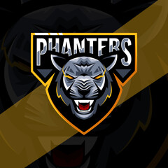 Head black panther mascot logo esport template